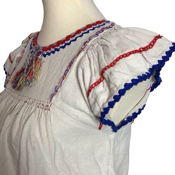 Ulla Johnson Katya Natural Crochet Embroidered Red Blue Ivory Silk Knit Blouse 2 - Picture 13 of 15